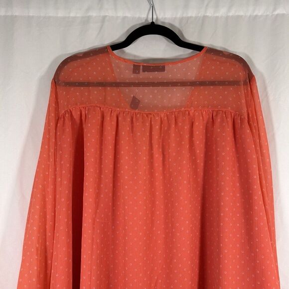 New Apt 9 Blouse Women's 4X Orange Vneck Long Sleeve Sheer Top Lightweight - Picture 7 of 10